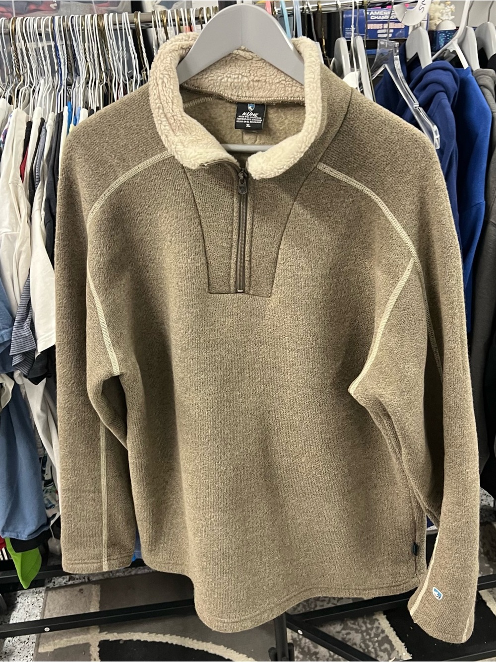 Kuhl Alfpaca Men's Tan Quarter Zip Pullover Sweater Size XL